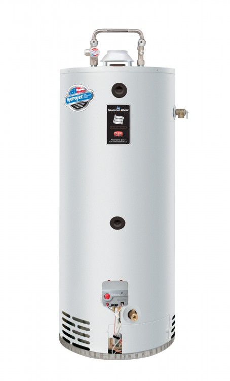 a white hot water tank with a white background