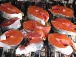 salmon steaks on gas grill