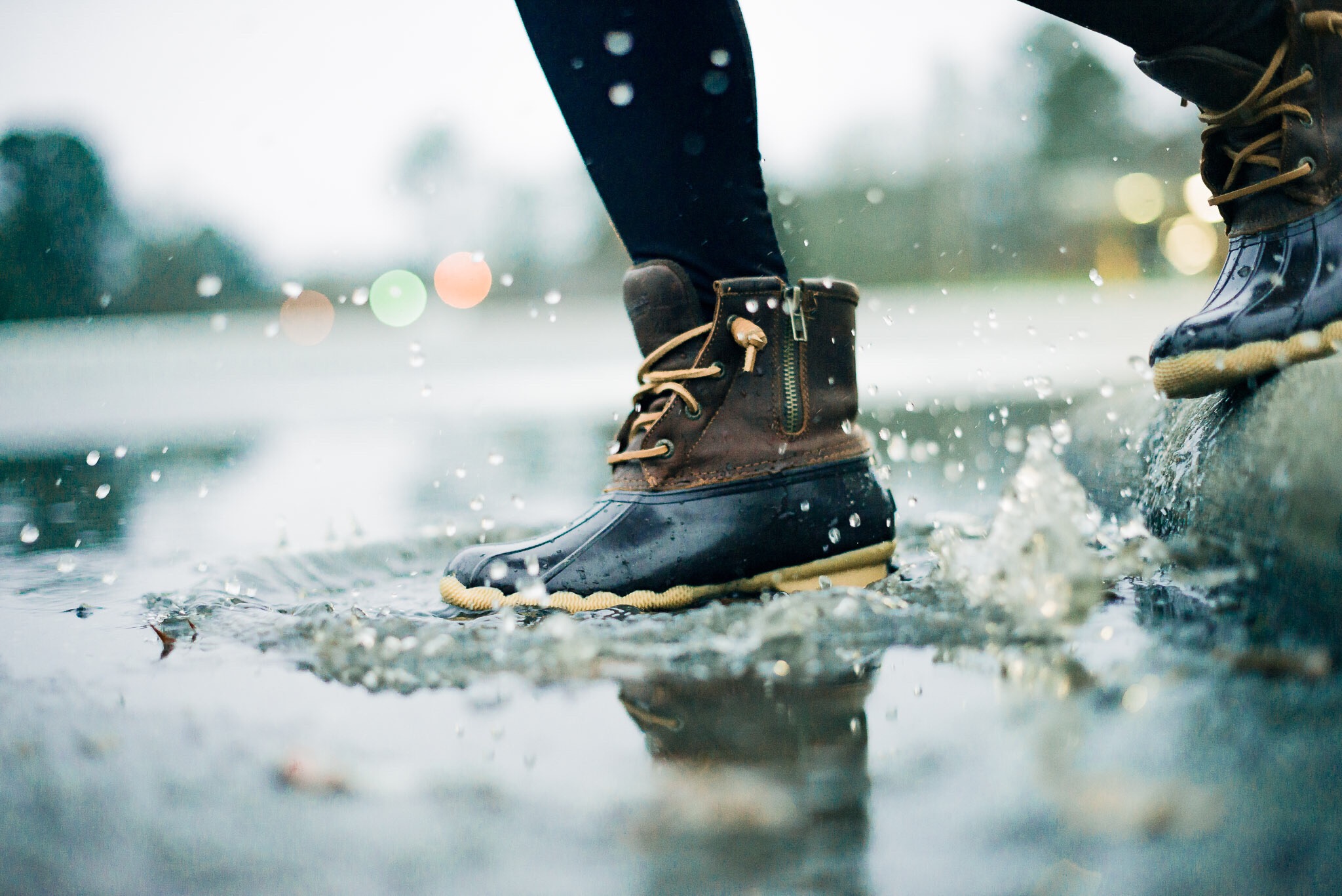 Splashing in puddles