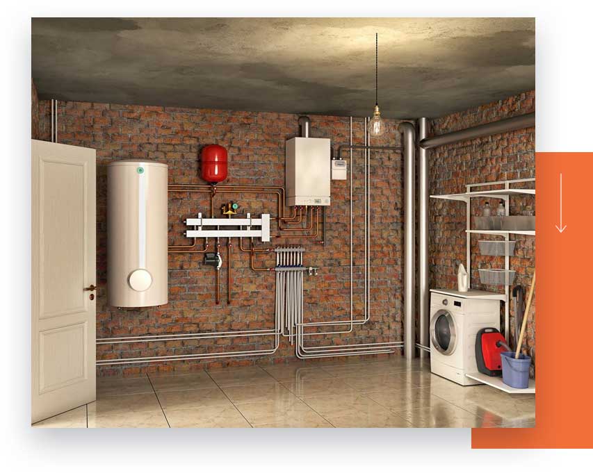 A modern water heater room